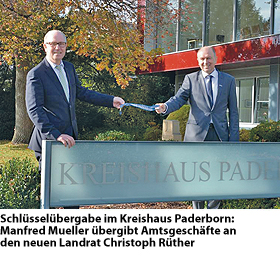 Übergabe Amtsgeschäfte vom ehem. Landrat Manfred Müller Nov. 2020 an Nachfolger Christoph Rüther, Paderborn