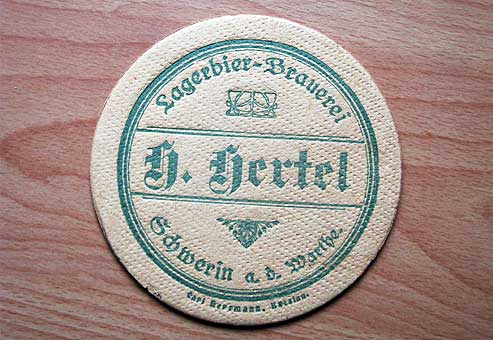 Bierdeckel, hergestellt vor dem 2. Weltkrieg in Skwierzyna / Schwerin an der Warthe