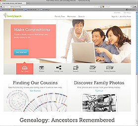 Homepage Mormonen-Datenbak Familysearch.org