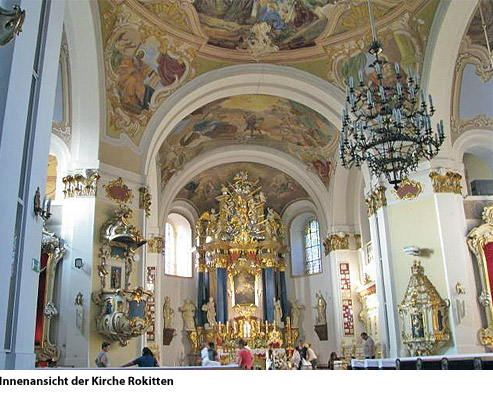 Innenansicht der Kirche in Rokitten / Rokitno