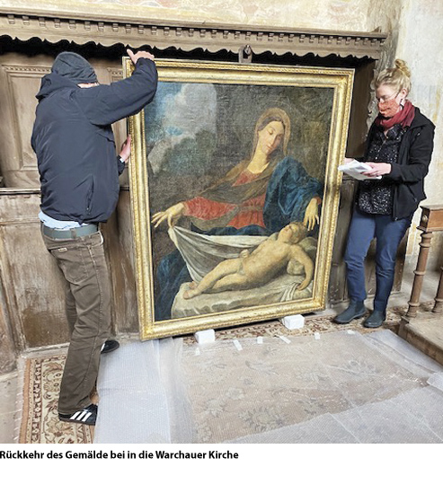 Beschädigtes Ölgemälde Madonna mit schlafendem Kind - Dorfkirche in Warchau bei Wusterwitz