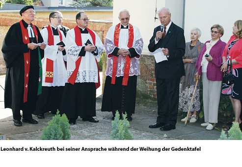 Gedenktafeleinweihung an der ehemaligen ev. Kirche in Birnbaum2013