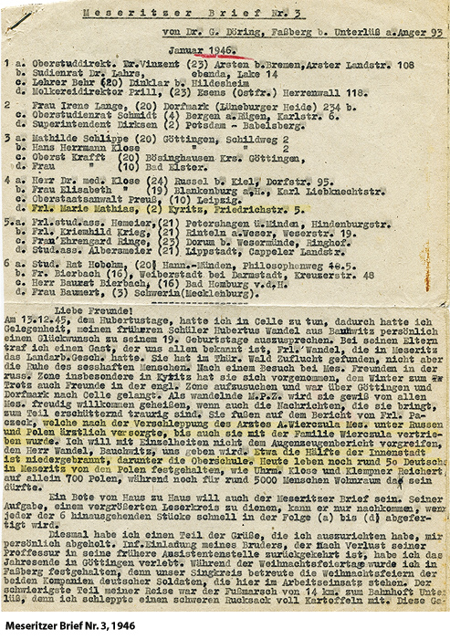Meseritzer Brief Nr. 3 - 1949