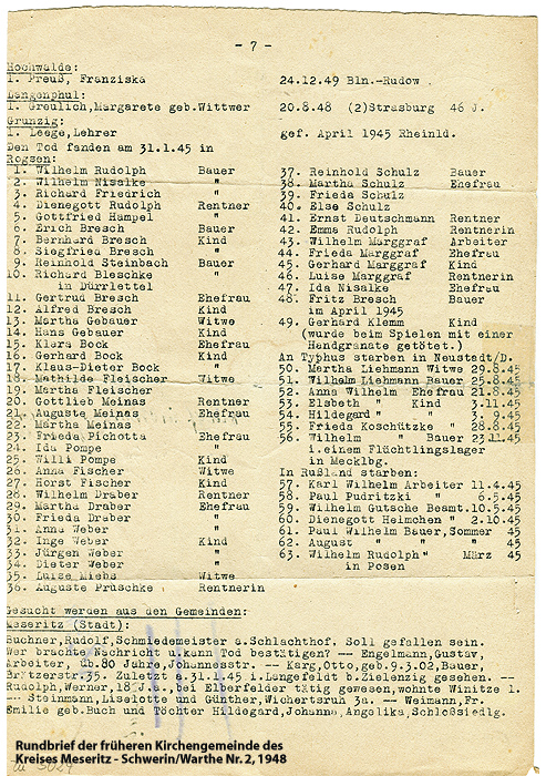 Nr. 2 - Rundbrief der früheren Kirchengemeinden des Kreises Meseritz – Schwerin/Warthe - 1948