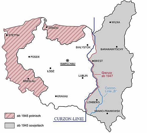 Westverschiebung Polens
nach dem Zweiten Weltkrieg
Quelle: Wikipedia