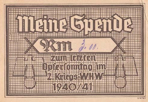 Spendencoupon Winterhilfswerk 1940/41