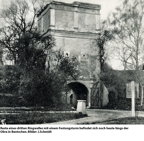 Ringwall mit Festungsturm längs der Obra bei Bentschen